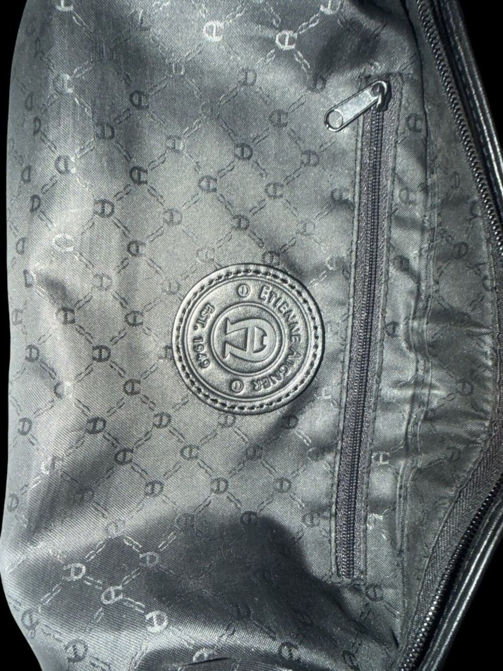 VTG Etienne Aigner Shoulder Bag Black Leather Brass Pocket Purse Horseshoe Logo - Picture 10 of 11